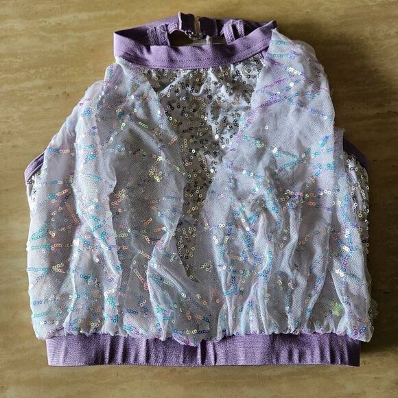 Weissman NWOT child large dance top purple sequin jazz tap solo NO TAGS - Picture 1 of 6